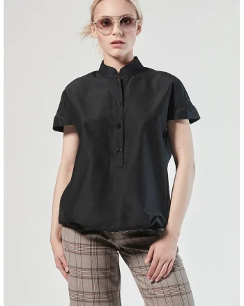 Bluza cu guler Mao Fee, Negru