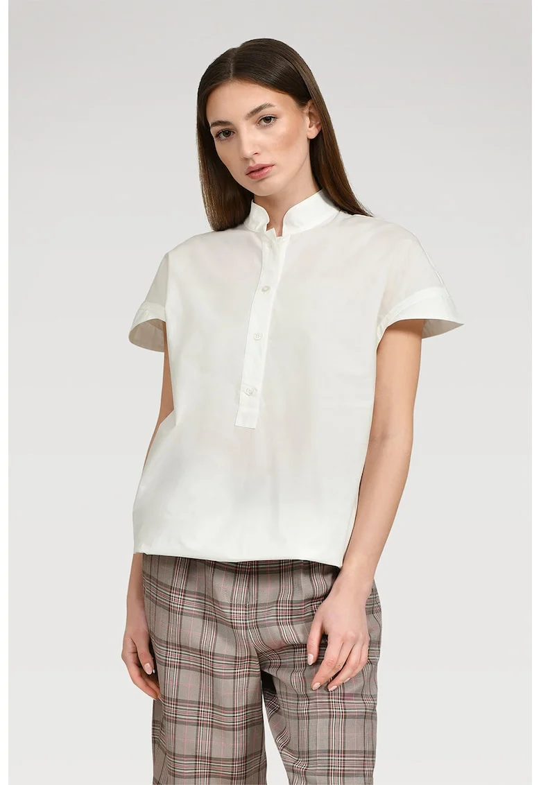 Bluza cu guler Mao Fee, Alb optic