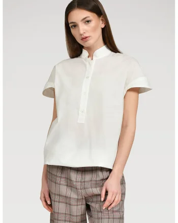 Bluza cu guler Mao Fee, Alb optic