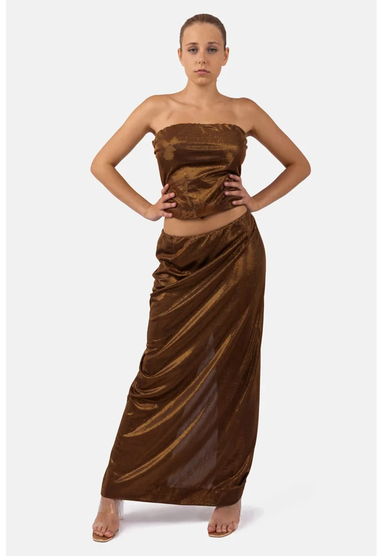 Fusta maxi stralucitoare Heda, Bronz