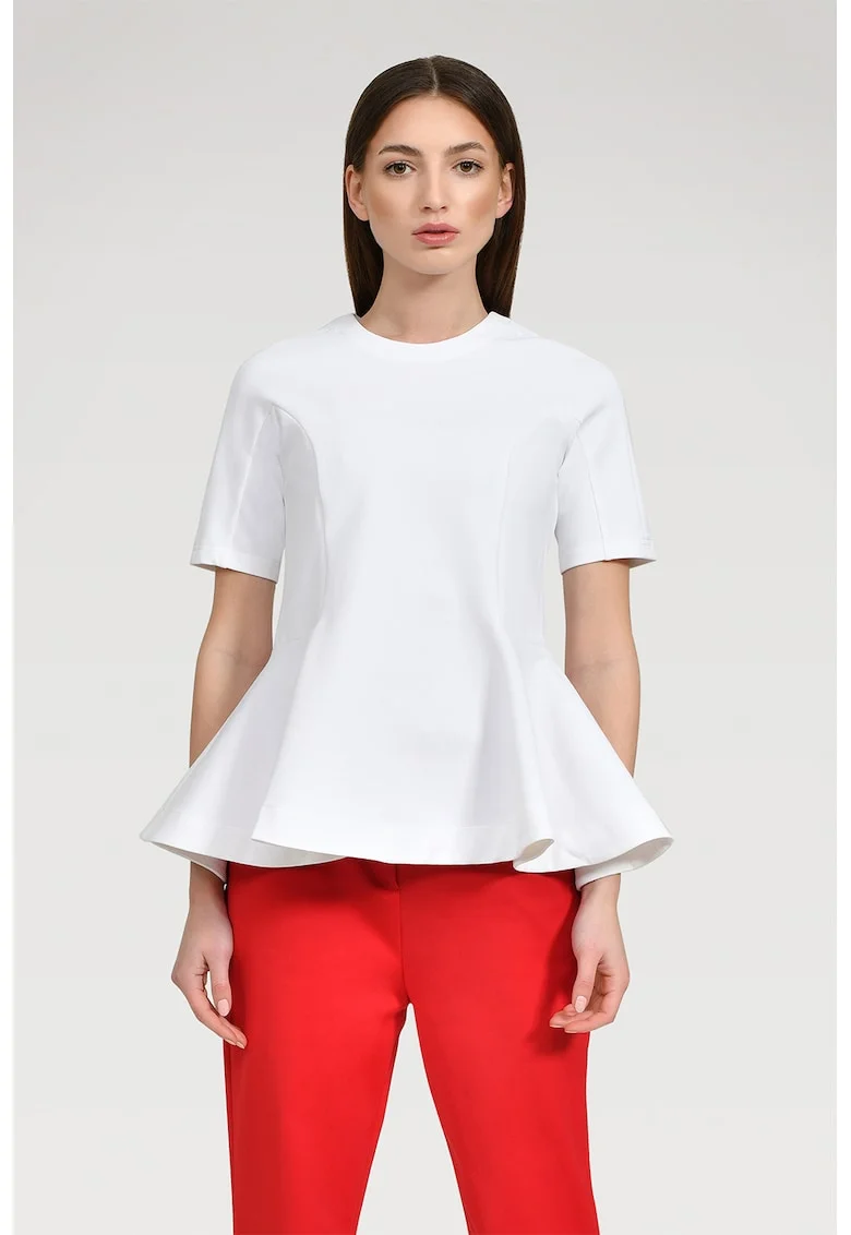 Bluza cu terminatie peplum Frida, Alb optic