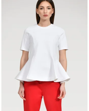 Bluza cu terminatie peplum Frida, Alb optic