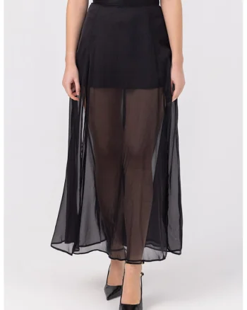 Fusta transparenta de matase Anastasia, Negru