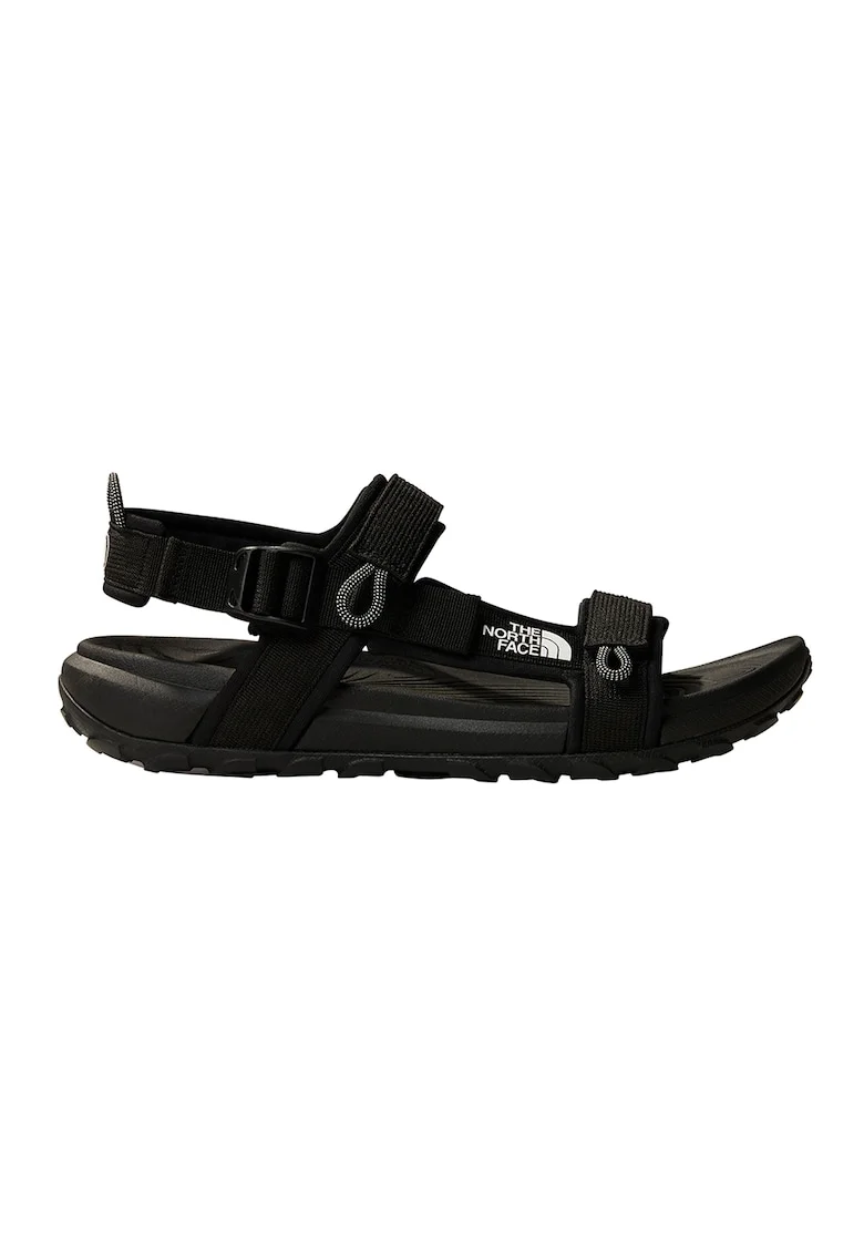 Sandale cu velcro si logo, Negru