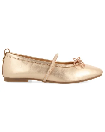 Balerini de piele cu barete elastice, Auriu rose