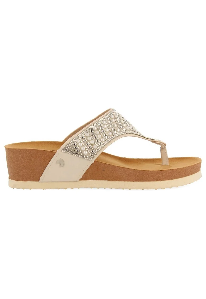 Papuci flip-flop wedge Bidmin, Alb