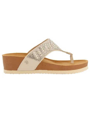 Papuci flip-flop wedge Bidmin, Alb