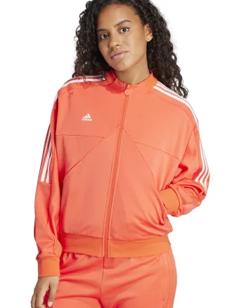Bluza de trening cu fermoar si buzunare oblice, Alb/Portocaliu mandarina