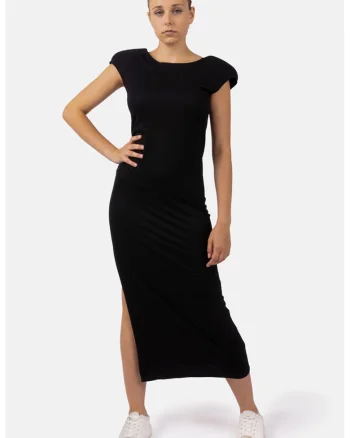 Rochie midi cu slituri laterale Bailey, Negru