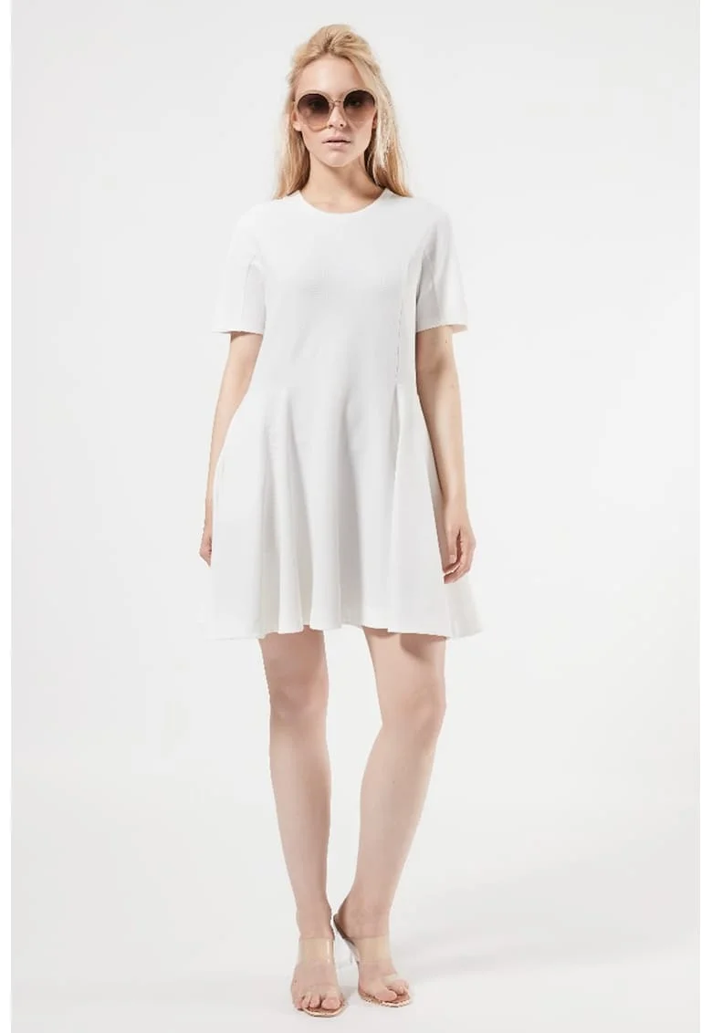 Rochie mini evazata Funda, Alb optic