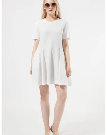 Rochie mini evazata Funda, Alb optic