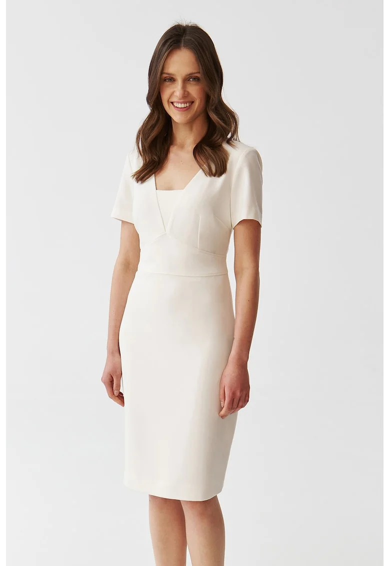 Rochie midi cambrata, Alb