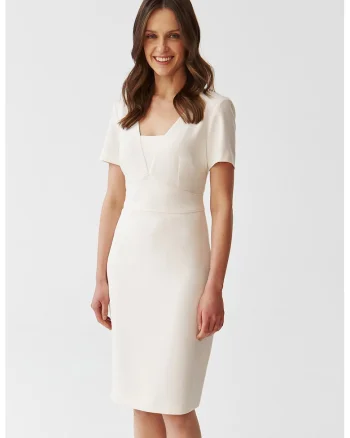 Rochie midi cambrata, Alb