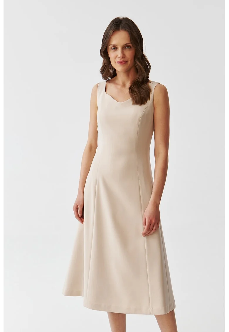 Rochie midi evazata, Crem