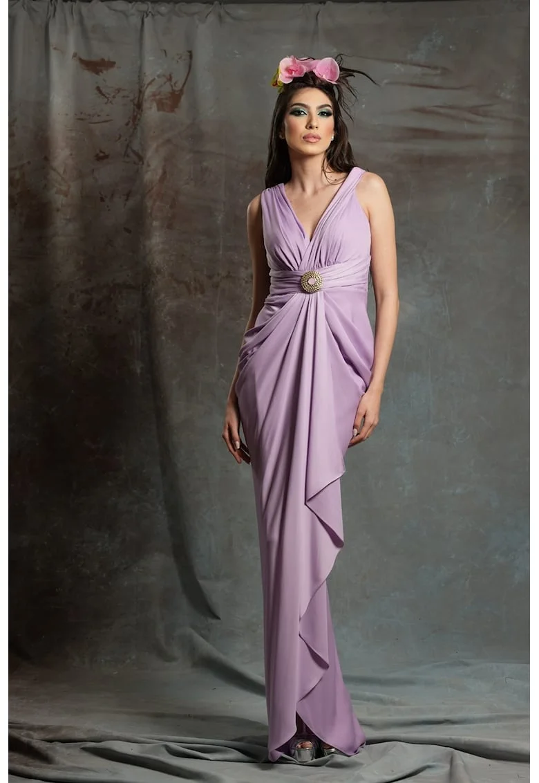 Rochie maxi cu drapaje Aragona, Violet