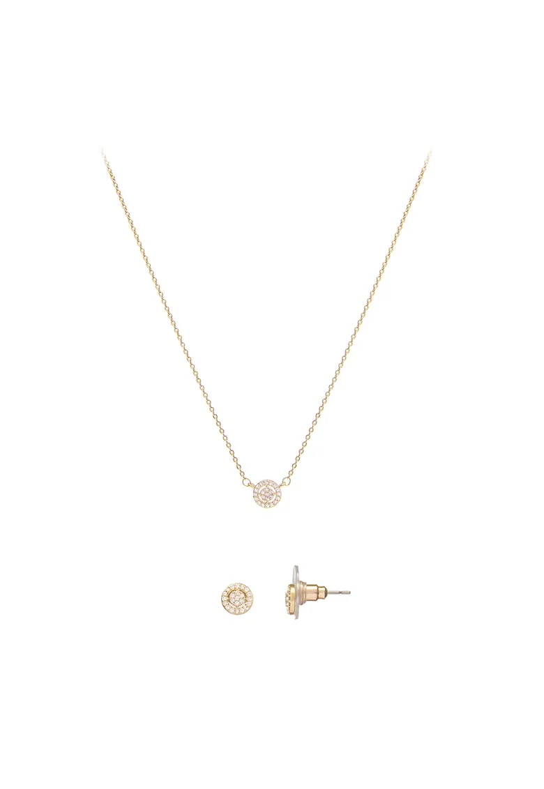 Set de colier si cercei cu cristale, Auriu