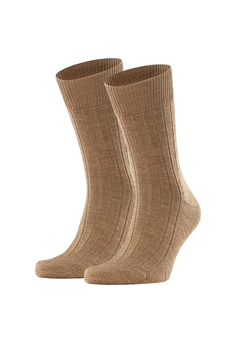 Set de sosete lungi din amestec de lana Carpet in Shoe - 2 perechi, Maro