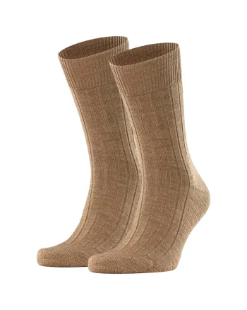 Set de sosete lungi din amestec de lana Carpet in Shoe - 2 perechi, Maro