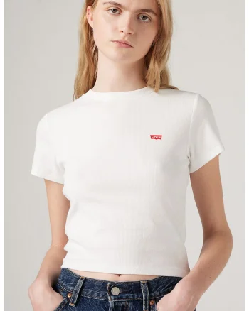 Tricou slim fit Essential, Alb