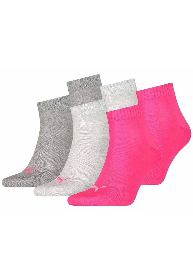 Set de sosete pana la glezna unisex - 6 perechi, Roz aprins/Gri melange