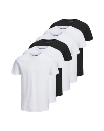 Set de tricouri din bumbac organic JJEORGANIC - 6 piese, Alb/Negru