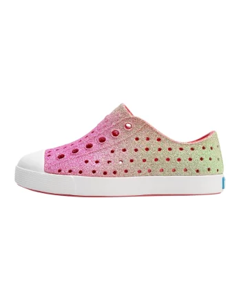 Tenisi flatform cu aspect stralucitor, Verde pal/Roz