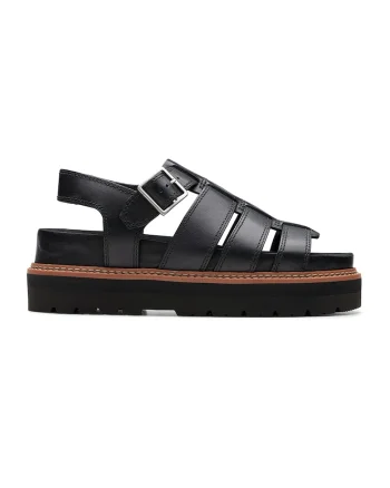 Sandale flatform de piele, Negru