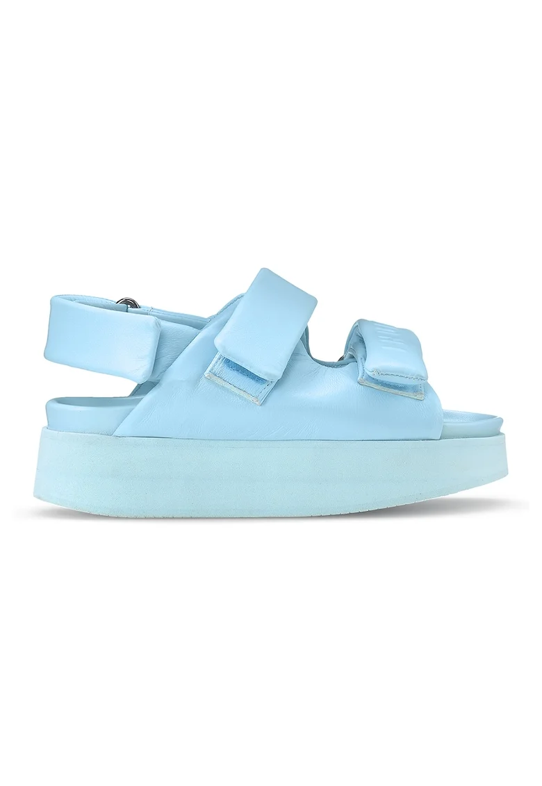 Sandale cu velcro si logo, Albastru deschis