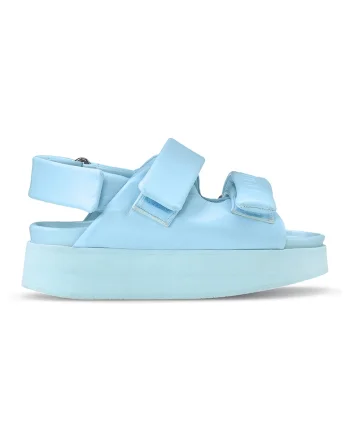 Sandale cu velcro si logo, Albastru deschis