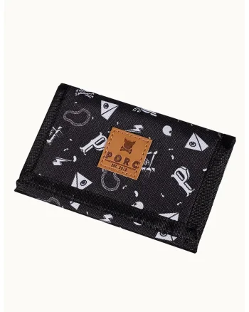 Portofel unisex pliabil cu model grafic, Alb/Negru