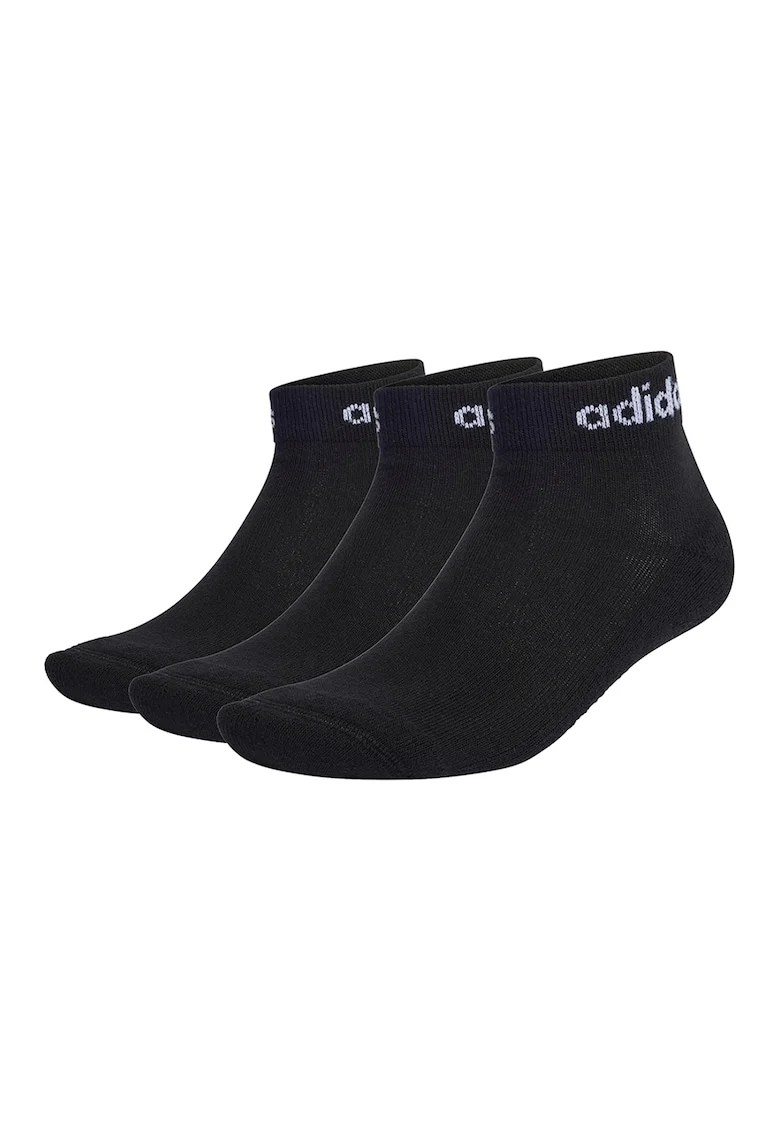 Set de sosete pana la glezna unisex cu model logo - 3 perechi, Negru