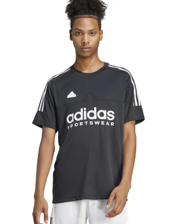 Tricou cu decolteu la baza gatului si logo Tiro, Alb/Gri antracit