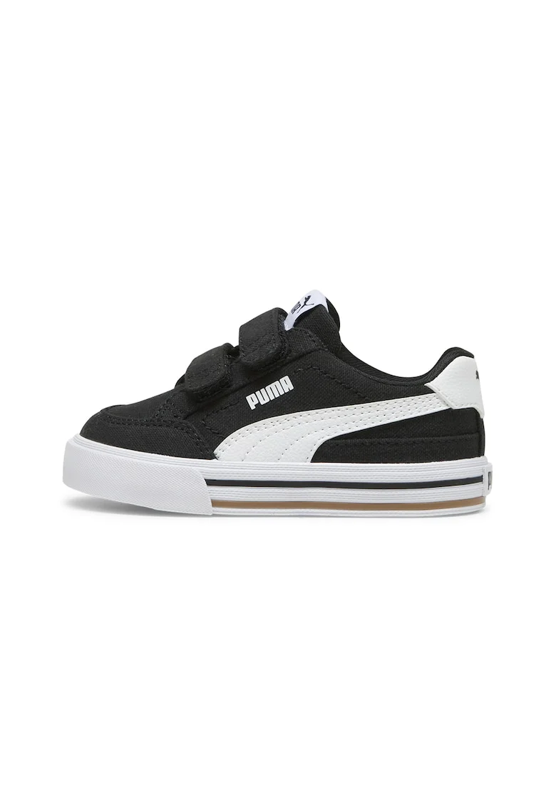 Pantofi sport Court Classic cu velcro, Alb/Negru