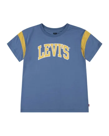 Tricou cu imprimeu logo, Galben/Albastru