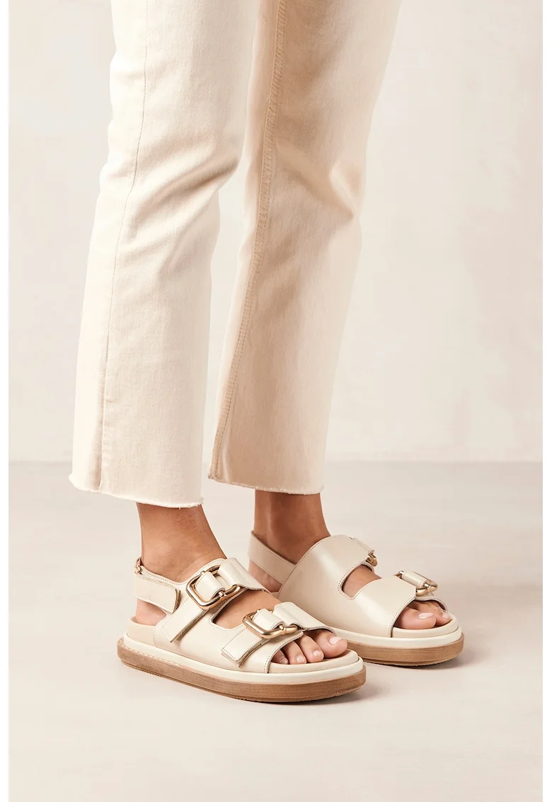 Sandale de piele cu velcro Harper, Alb fildes