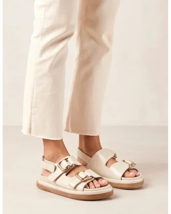 Sandale de piele cu velcro Harper, Alb fildes
