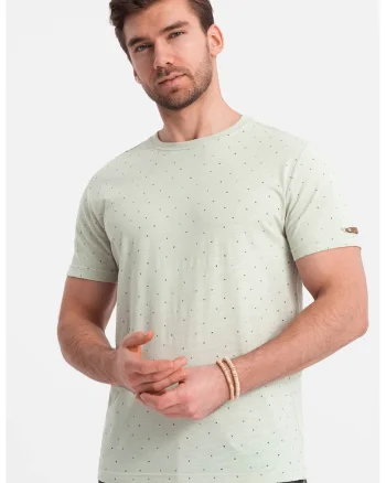Tricou din amestec de bumbac cu decolteu la baza gatului, Verde pal