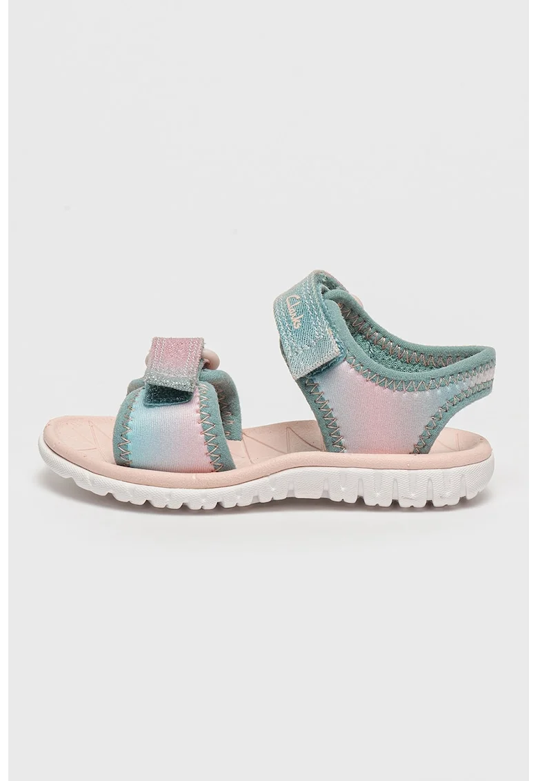 Sandale cu velcro Surfing Tide, Turcoaz/Roz pastel