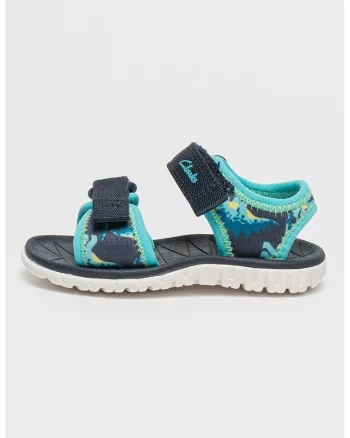 Sandale cu model si velcro Surfing Tide, Turcoaz/Bleumarin