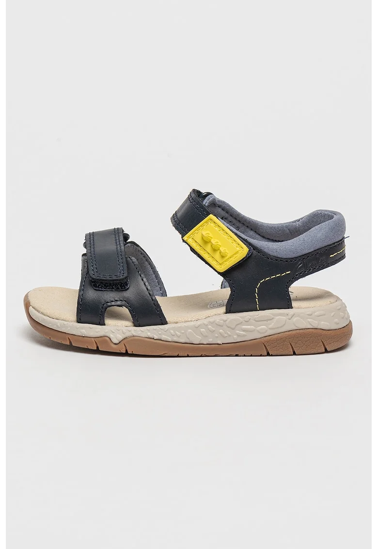 Sandale de piele cu banda velcro Spiney Step K, Albastru prafuit/Bleumarin