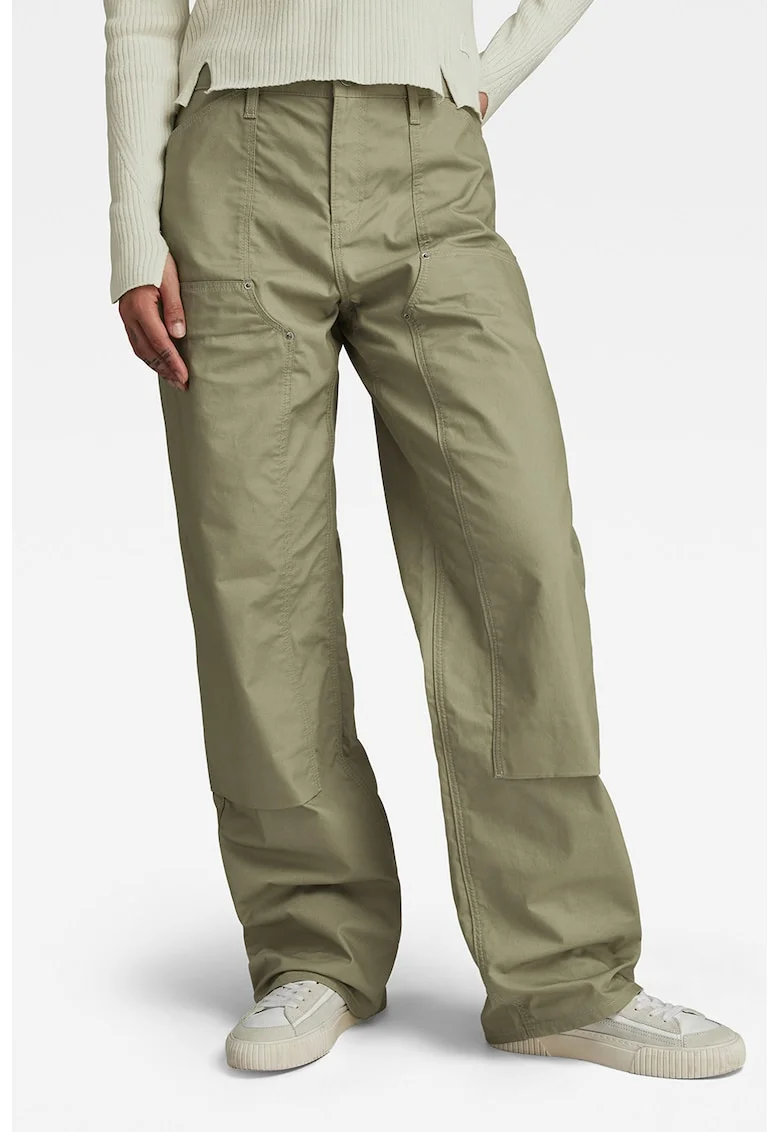 Pantaloni cu croiala ampla si buzunare oblice, Verde sparanghel