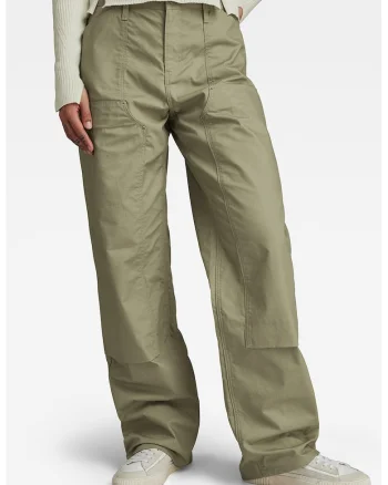 Pantaloni cu croiala ampla si buzunare oblice, Verde sparanghel