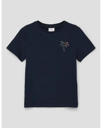 Tricou lejer de bumbac, Portocaliu/Bleumarin