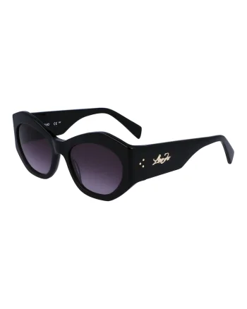 Ochelari de soare hexagonali cu logo, Auriu/Negru