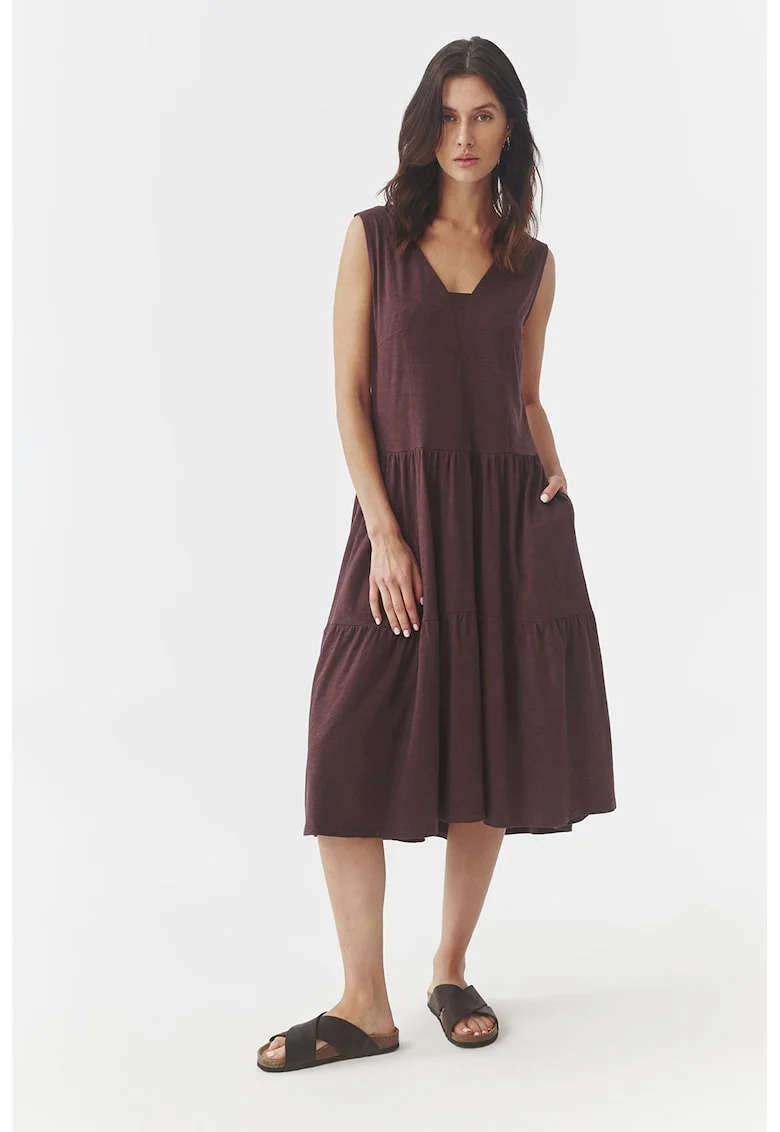 Rochie midi din amestec de modal, Maro inchis