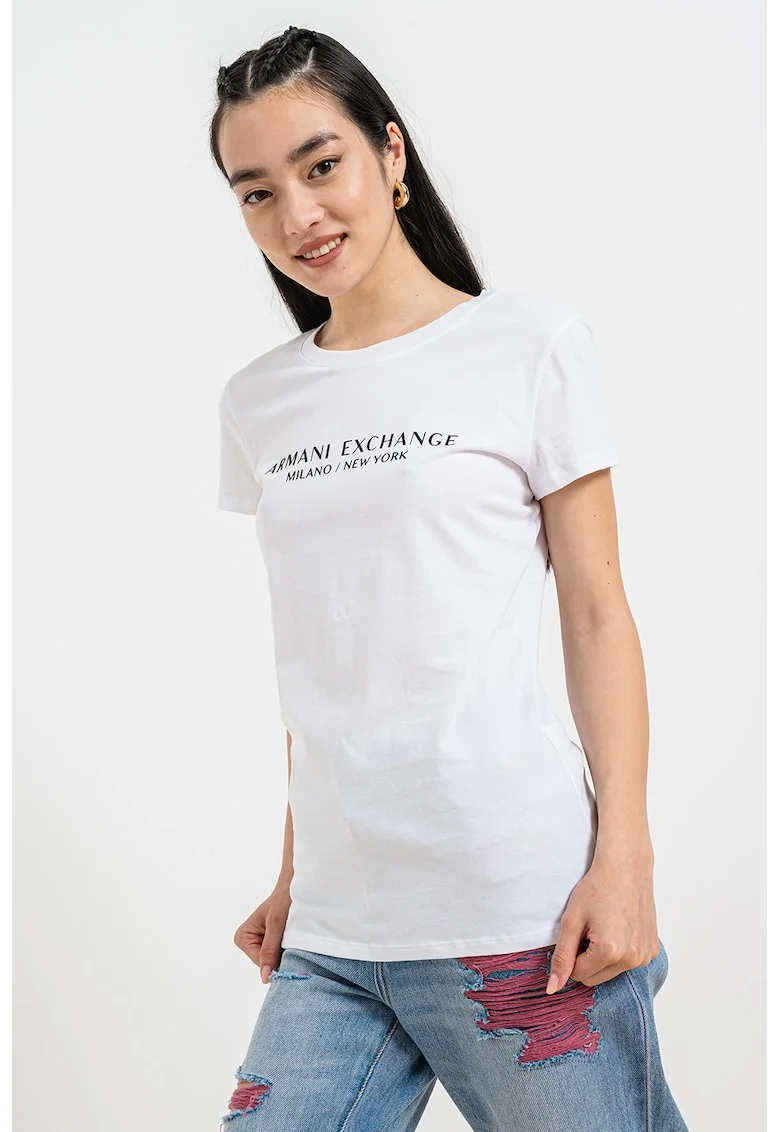 Tricou cu imprimeu logo, Alb