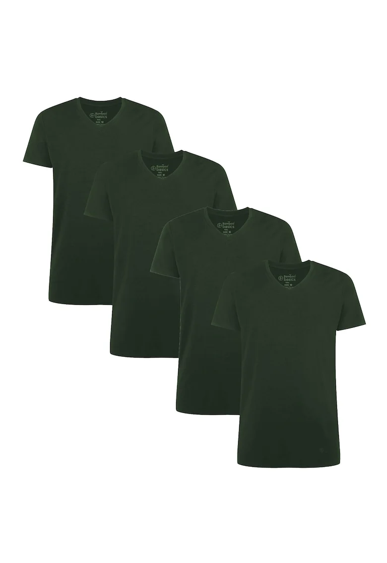 Set de tricouri cu decolteu in V Velo - 4 piese, Verde