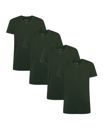 Set de tricouri cu decolteu in V Velo - 4 piese, Verde