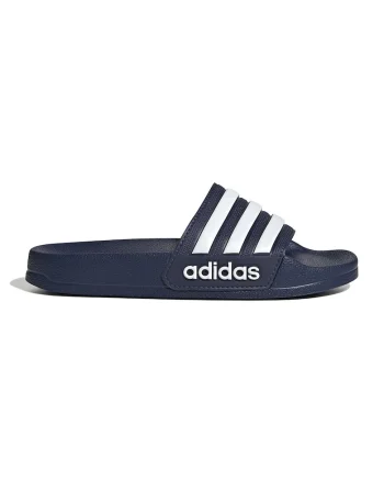 Papuci Adilette 2, Alb/Bleumarin