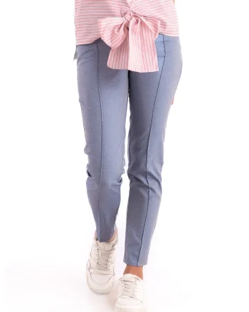 Pantaloni cu croiala conica si talie elastica, Albastru prafuit